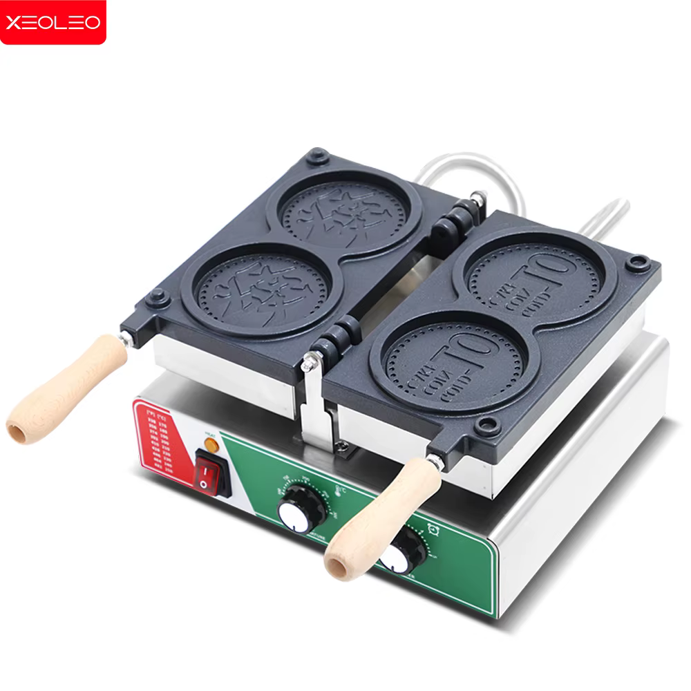 XEOLEO-Gaufrier électrique 1600W, antiadhésif, pour pièces de monnaie, fromage, or, appareil pour la