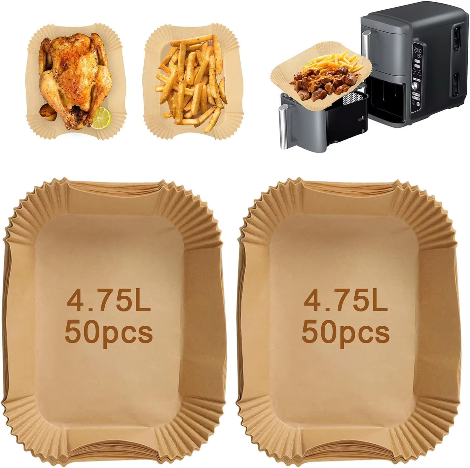 Papier de friteuse à Air chaud pour Ninja Double pile XL, papier de cuisson rectangulaire jetable sa