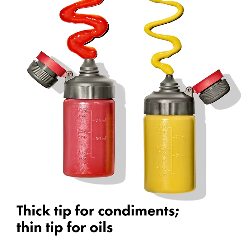 Bouteille à presser anti-fuite de 3/6oz avec échelle, ensemble de Sauce à salade de cuisine, bouteil