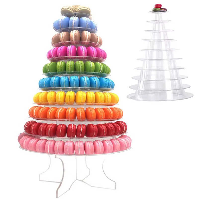 Présentoir à Macarons Transparent à 10 Niveaux, Fournitures de Décoration de Gâteaux, Bonbons, Maria