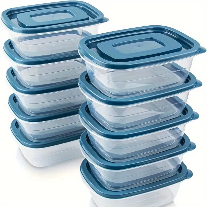 Ensemble de 6 contenants de stockage alimentaire en plastique transparent empilables avec couvercles