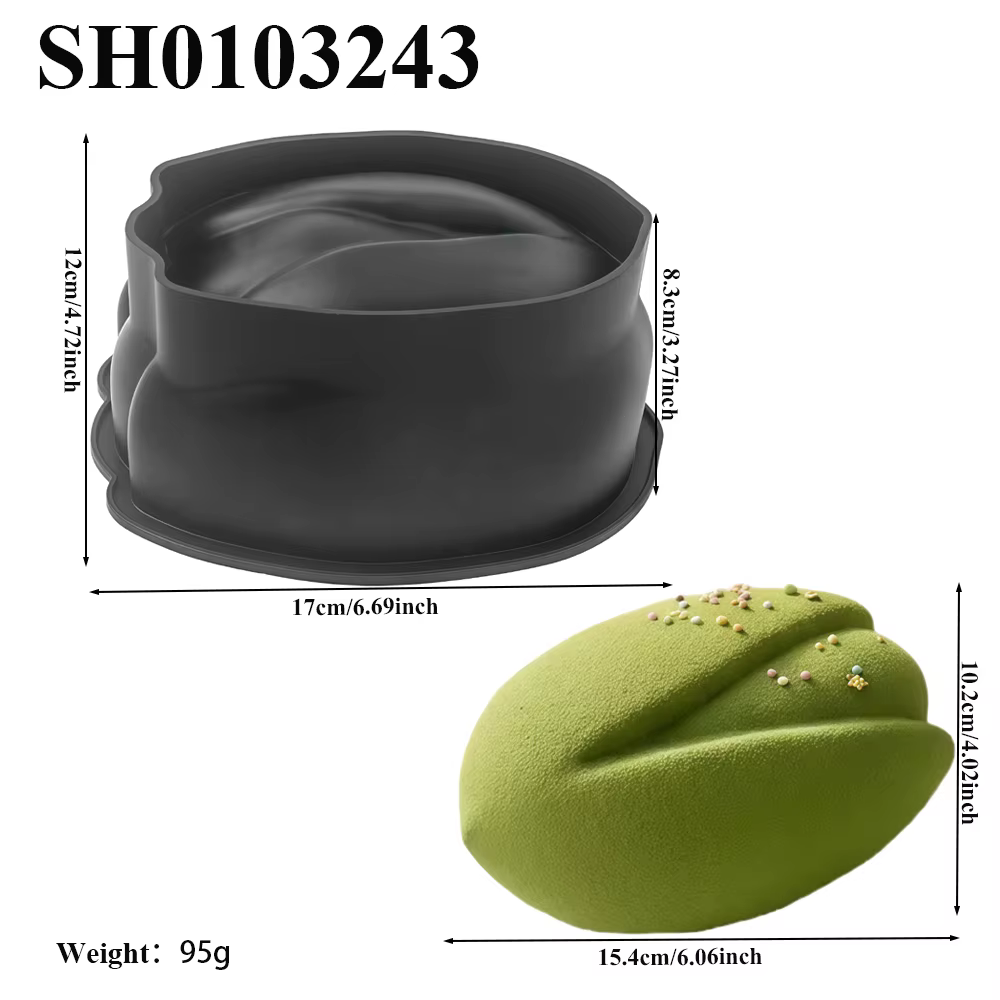 Moule en silicone 1/6/12 cavités en forme de pistache avec coquille pour gâteaux mousse, chocolat, s