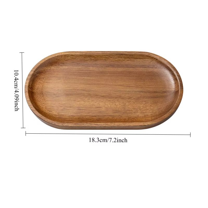 Plateaux de service en bois massif, ronds et rectangulaires, style japonais, pour collations, fruits