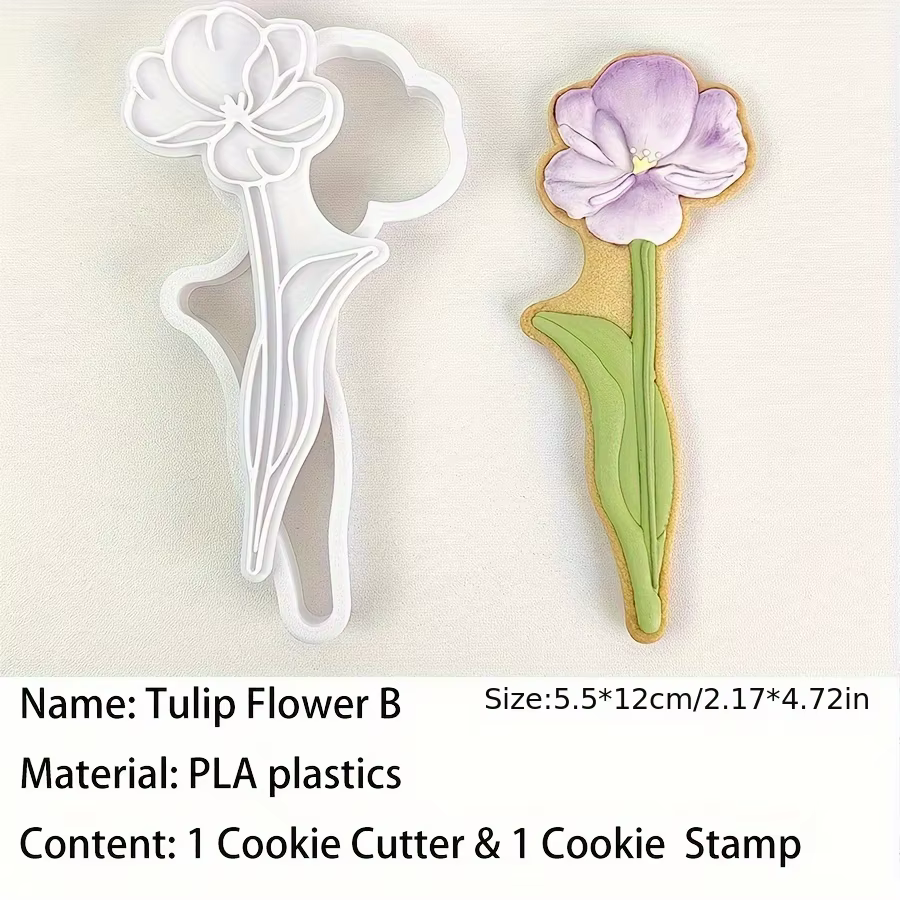Moule à biscuits 3D en forme de tulipe, moule à biscuits en forme de fleur pour la fête des mères, m