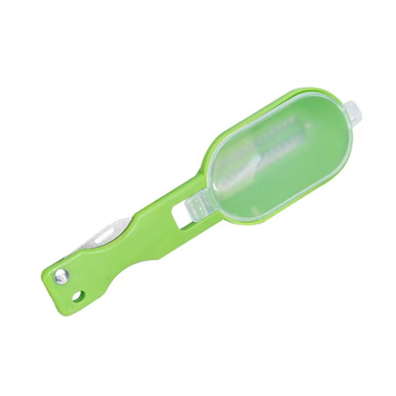 Râpe à écailles de poisson avec couteau pliant intégré – Outil de nettoyage et de pêche pour la cuis