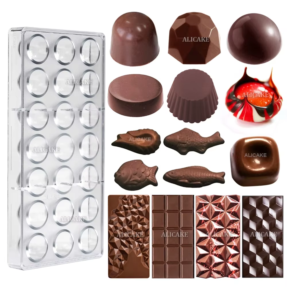 Moules à chocolat en Polycarbonate 3D, sphère diamant, bombes à chocolat, Bonbons, barre de bonbons,