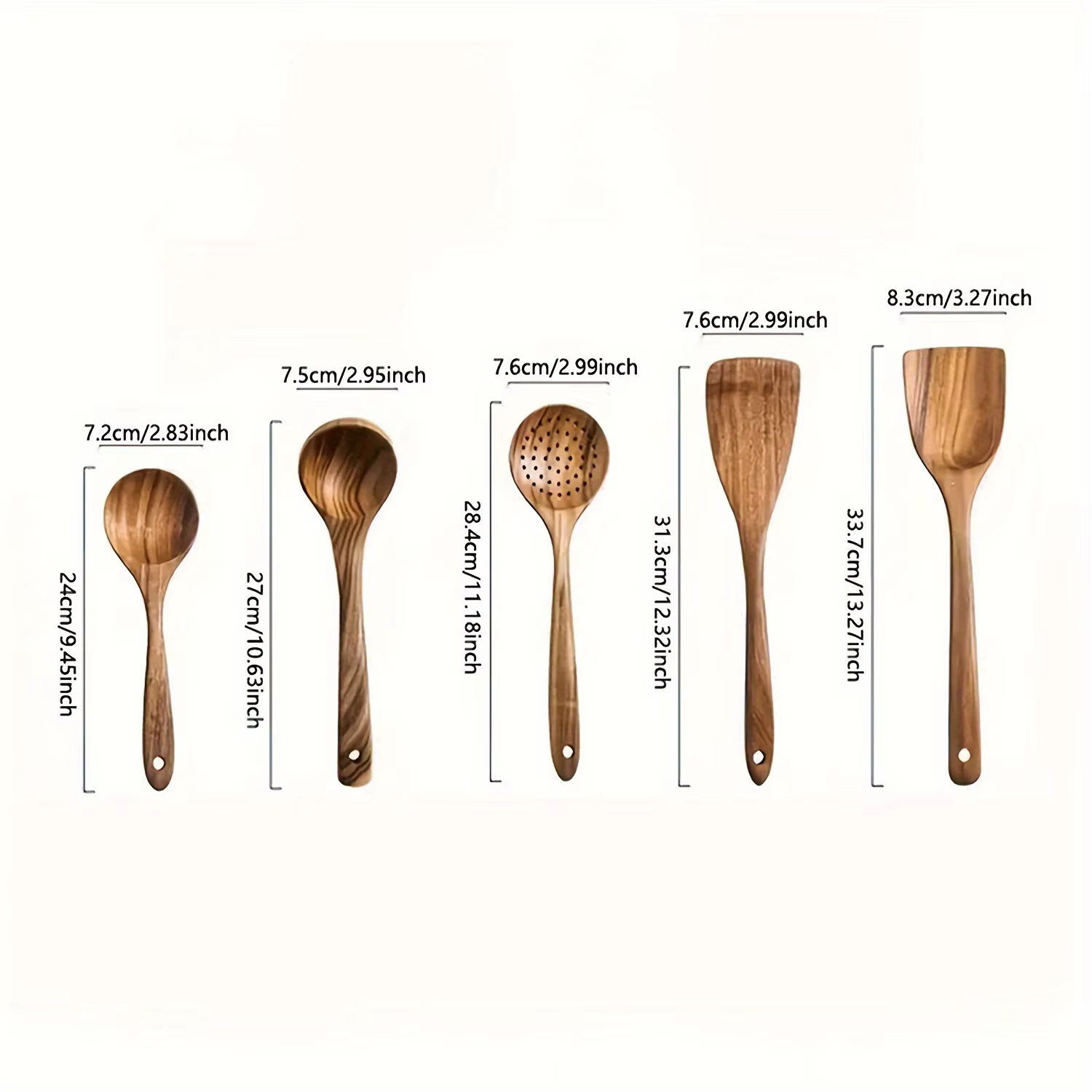 Ensemble d'ustensiles de cuisine en bois 5 pièces, cuillères en bois, ensemble d'éperons naturels po