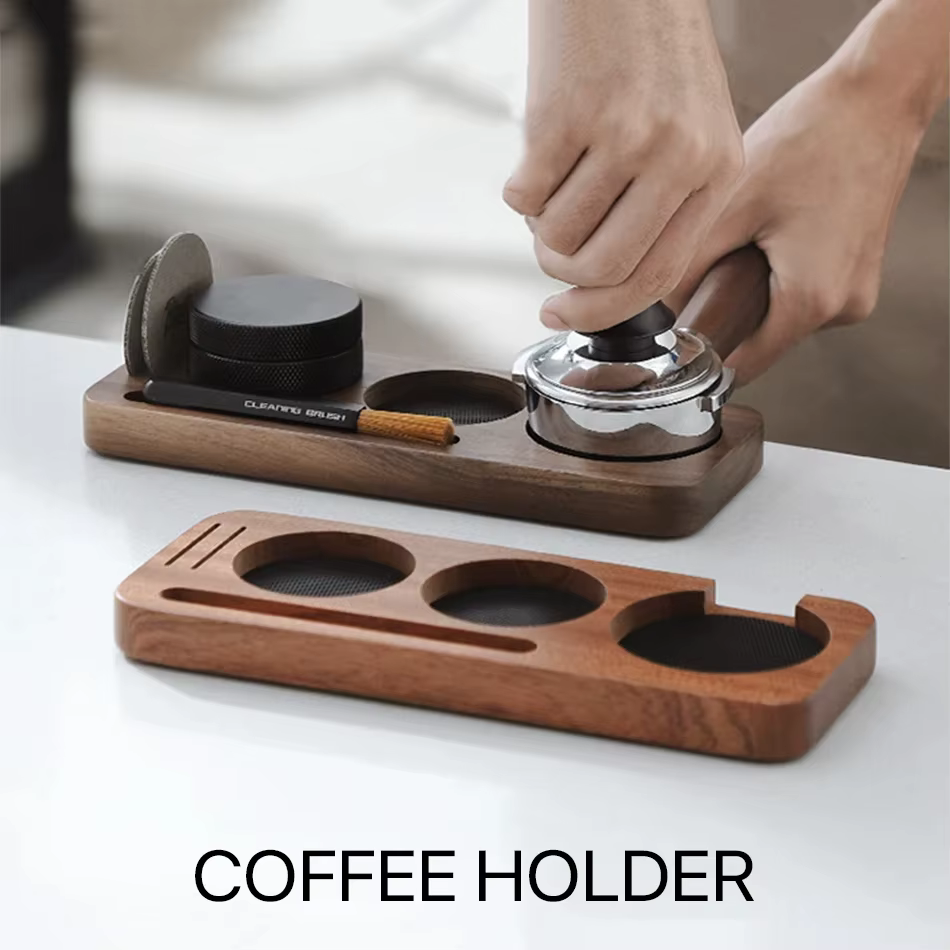 Support de Tamper et Porte-Filtre en Bois de Noyer pour Accessoires d'Espresso 51MM 54MM 58MM – Stat