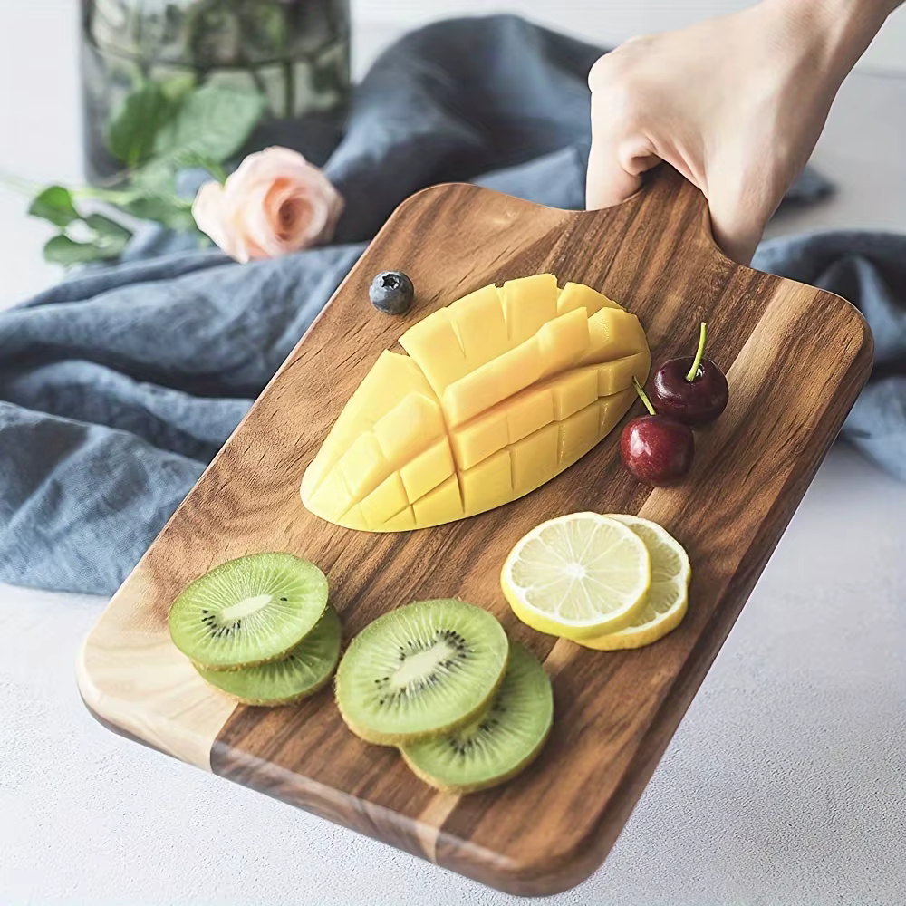 Planche à découper en bois d'acacia avec poignée – Conception double face ultra épaisse, surface dur
