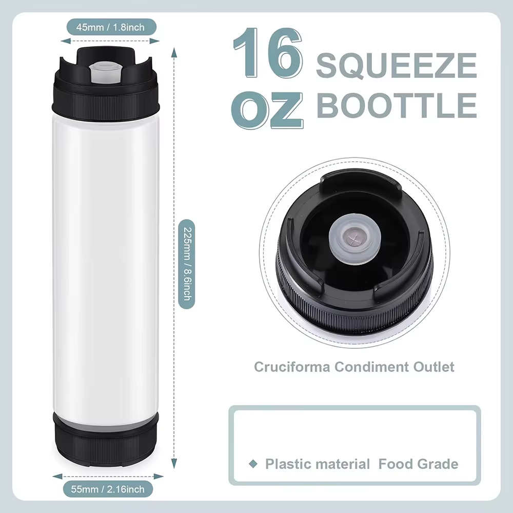 Distributeur à grande valve avec bouteille à presser rechargeable en plastique pour sauces, sauce to