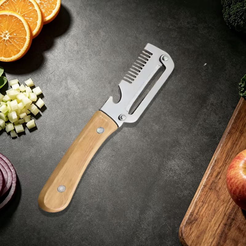Couteau à fruits et éplucheur de légumes en acier inoxydable avec manche en bois, outil de cuisine p