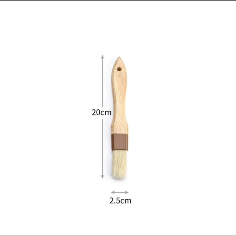 Brosses de cuisine, brosse à huile pour Barbecue, manche en bois, brosses à poils, brosse plate pour