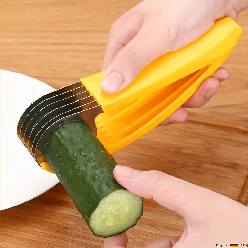 Trancheuse manuelle en acier inoxydable, 1 pièce, sûre aux aliments, facile à utiliser, lame ronde p