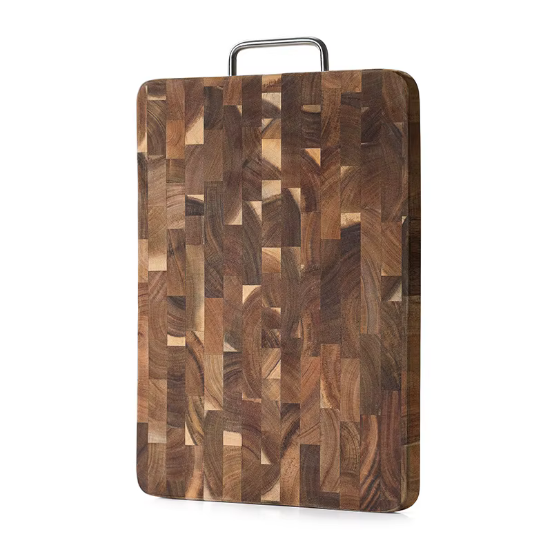 Planche à découper en bois d'acacia de 2,5 cm, bloc à découper lisse à carreaux foncés, bloc de bouc