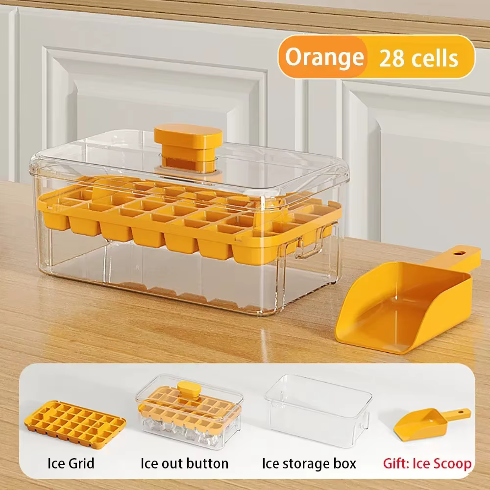 Moule à glaçons en silicone avec couvercle, 28/56 grilles, congélateur pour enlever la glace, bricol