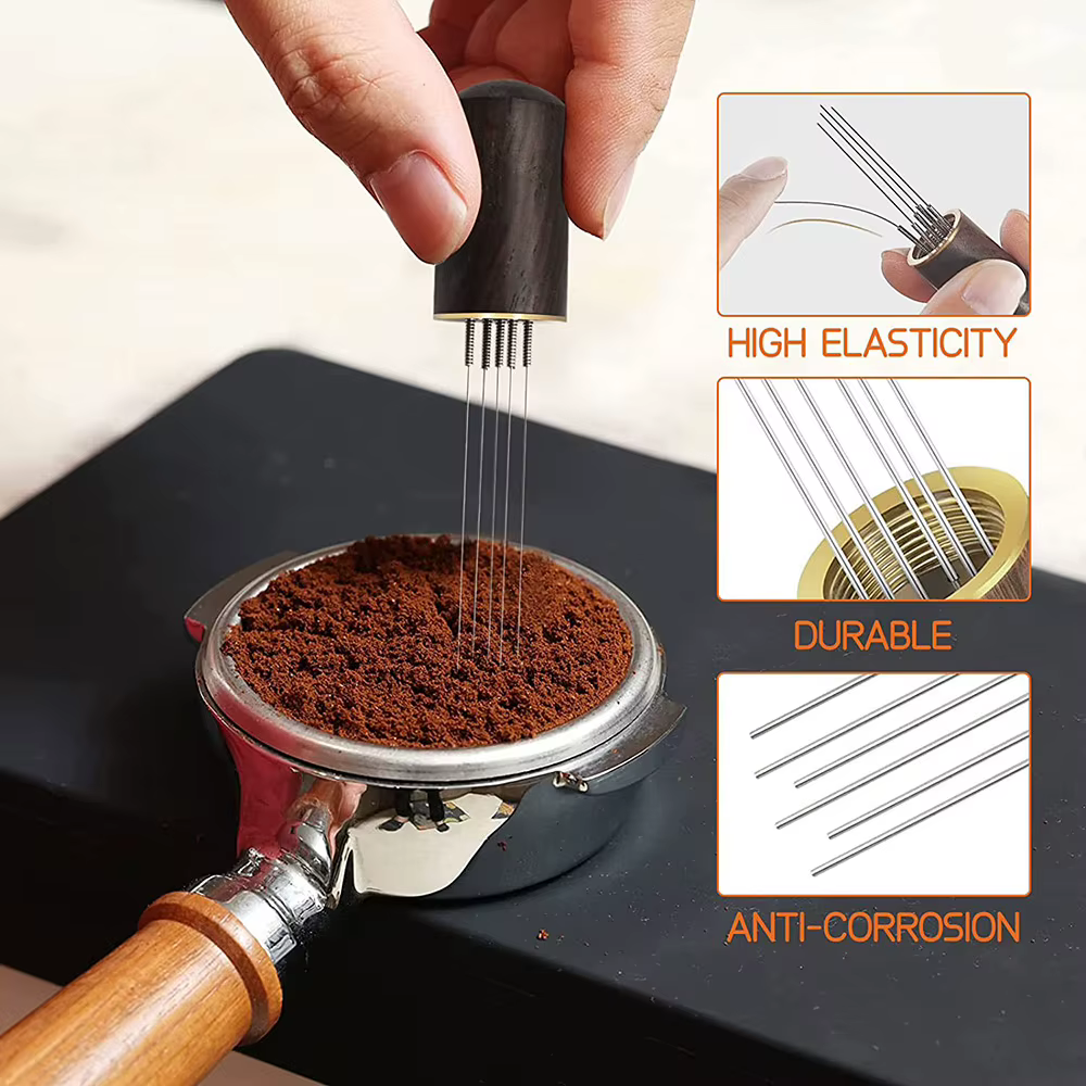 Agitateur de poudre à expresso en acier inoxydable, distributeur de doseur de café, niveleur, outils