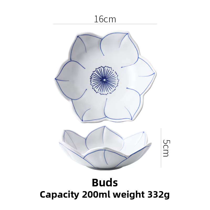 Bols en forme de fleur de style japonais, assiettes à dessert à salade, petits plats, assiettes kimc