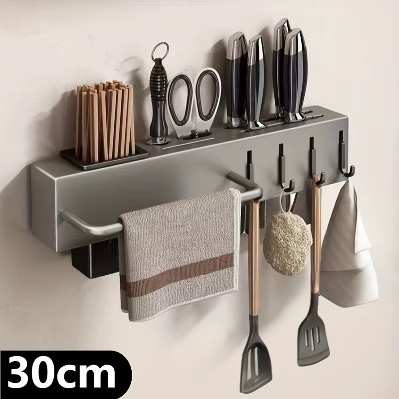 Organisateur de cuisine mural en acier au carbone robuste, porte-couteaux sans perçage pour couteaux