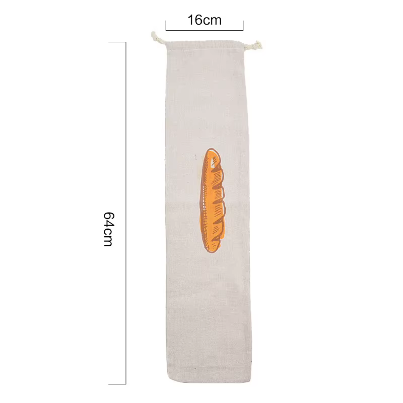Sac de rangement en lin réutilisable pour collation créative, baguette française portable, toast-rid