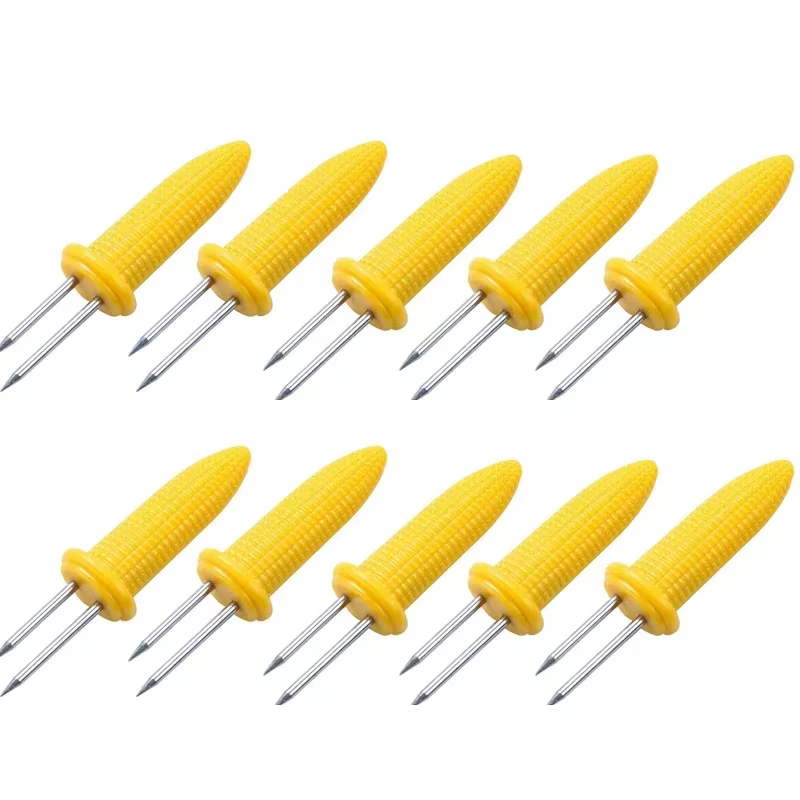 10 pièces fourchette brochette de maïs supports de maïs en acier inoxydable brochettes de maïs sur l