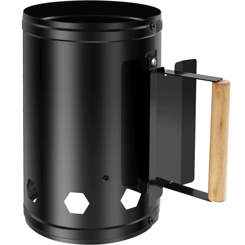 Allume-charbon rapide pour cheminée avec poignée en bois, allume-charbon pour briquettes de barbecue