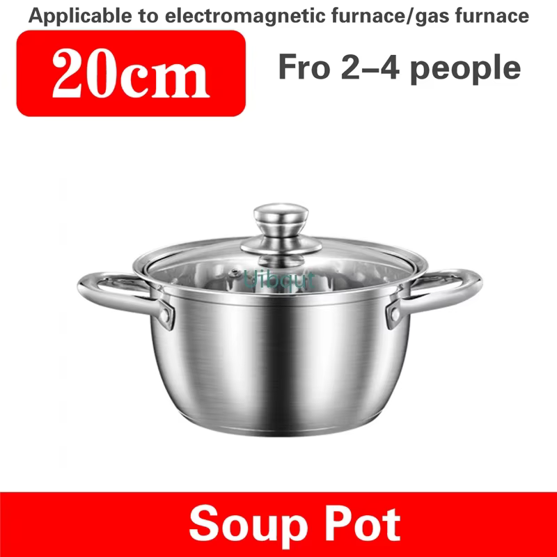 Pot à soupe en acier inoxydable 304, 20-24CM d'épaisseur, cuiseur à vapeur, nouilles Congee, petite 