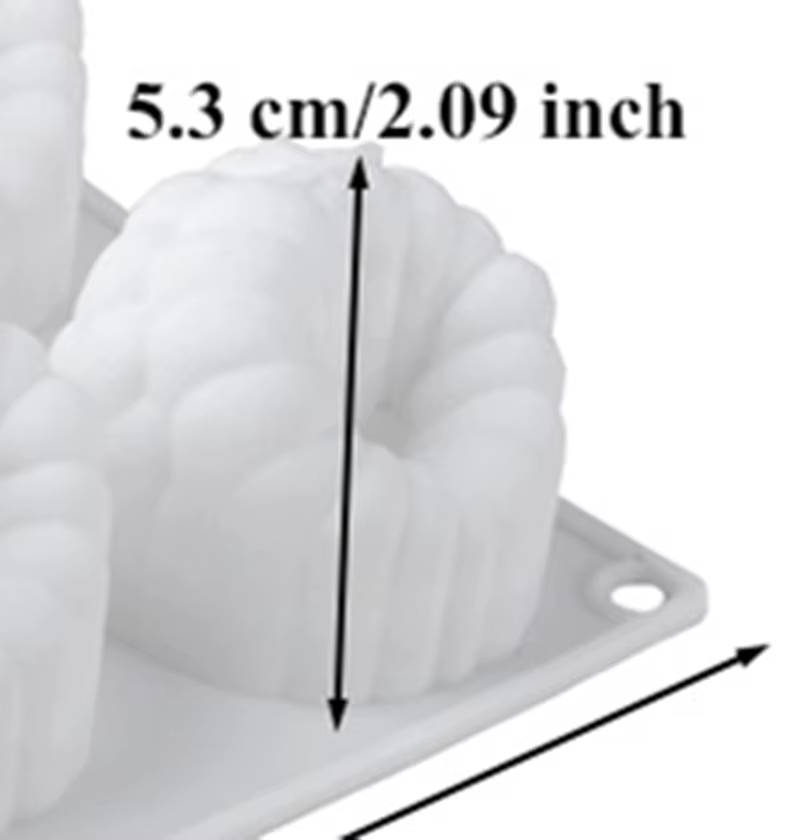 Moule en silicone 3D Framboise - Moule à 6 cavités pour pudding aux fruits, pâtisserie, crème glacée