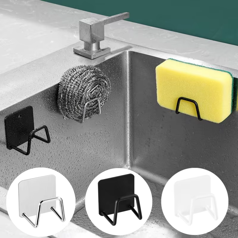 Porte-éponges d'évier de cuisine en acier inoxydable, égouttoir auto-adhésif, support de séchage, cr