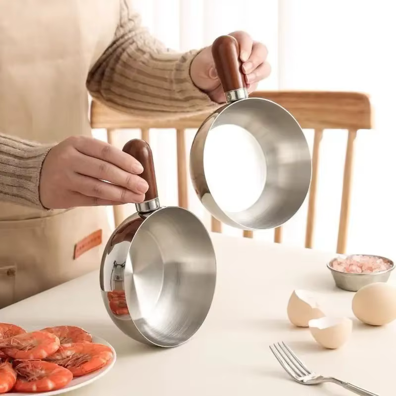 Pot à nouilles instantanées en acier inoxydable, petit pot pour une personne, aspect de grande valeu