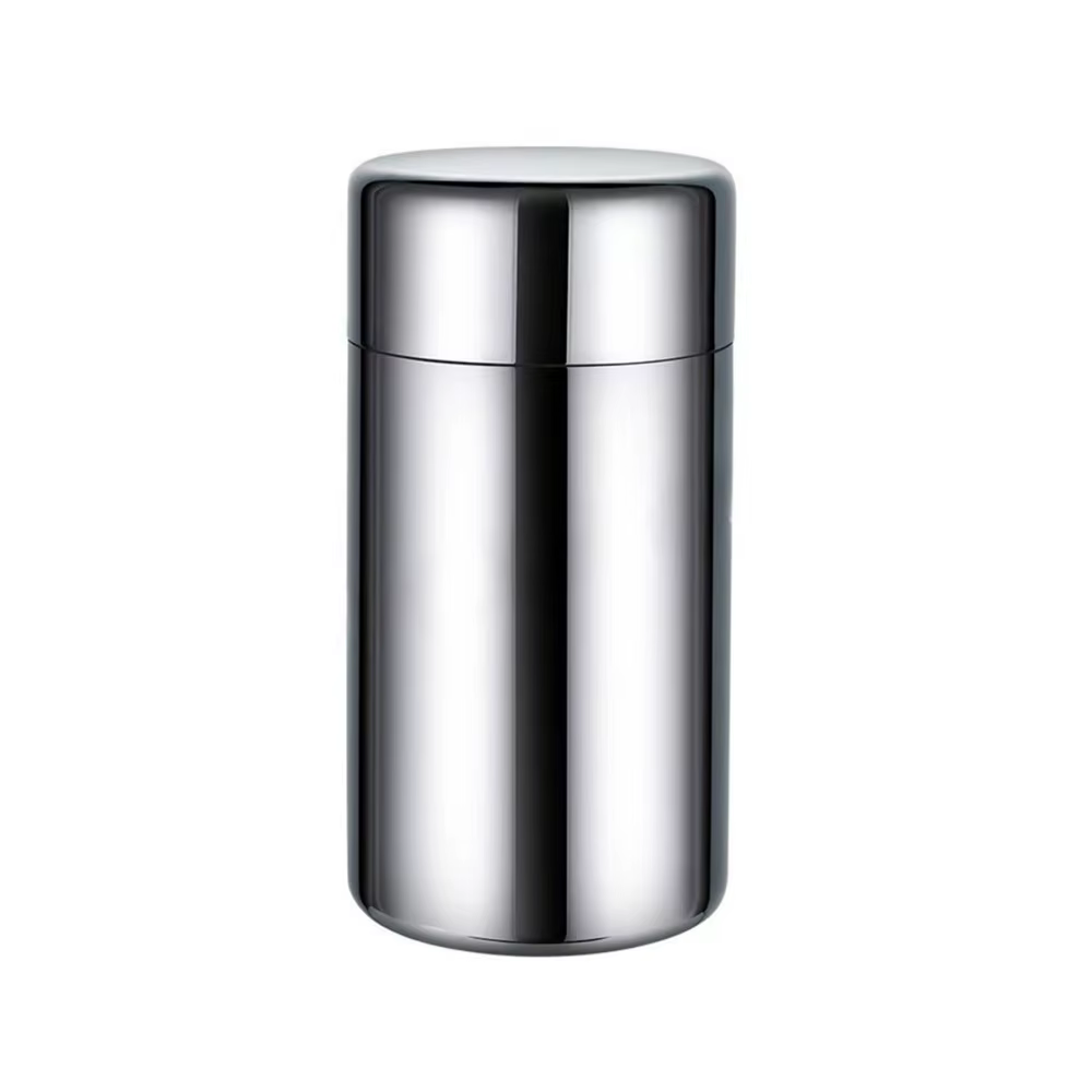 Boîte à thé en acier inoxydable à double couvercle, surface lisse, récipient de stockage de thé, con