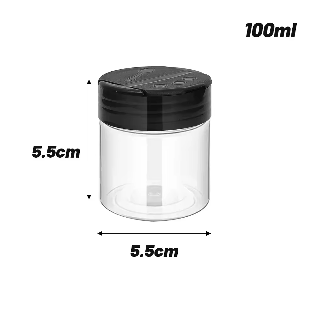Pots à épices en plastique avec couvercles Shaker, bouteilles en plastique de sécurité transparentes
