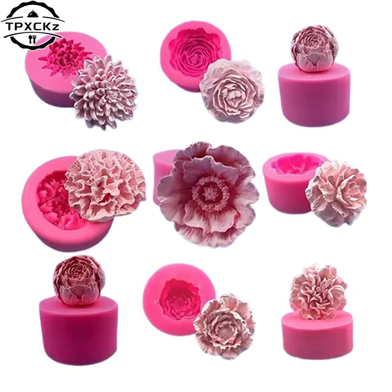 Moules à fleurs de rose 3D pour bricolage, travail en plâtre, argile, résine, art, silicone souple, 