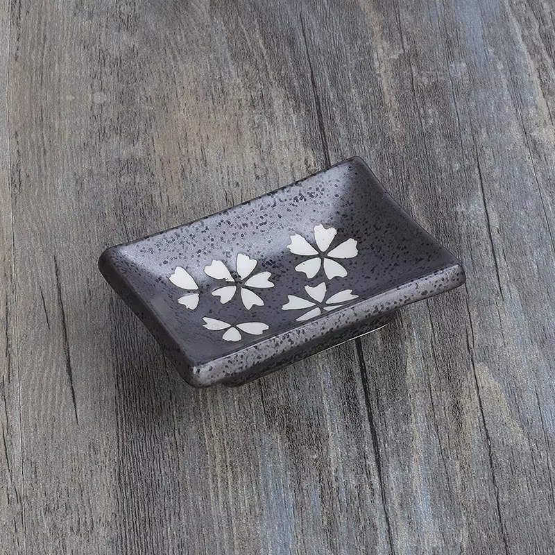 Assiette rectangulaire de cuisine japonaise, soucoupe S/05, sauce soja, vinaigre, moutarde, marmite,