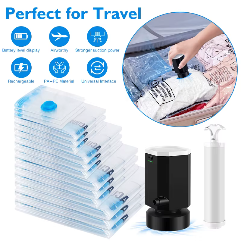Pompe électrique sans fil pour sacs de rangement sous vide, pompe à Air rechargeable de voyage pour
