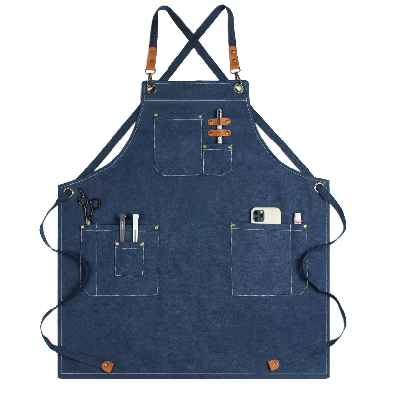 Tablier de chef en cuir et toile pour homme, durable, bon marché, pour restaurant, barbier, serveuse