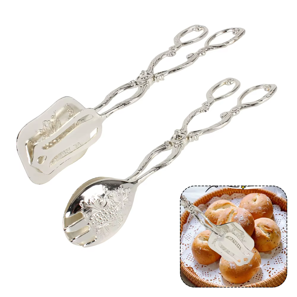 Pince à gâteau pour salade de fruits, pince à aliments pour Buffet, pince à pâtisserie plaquée or, p