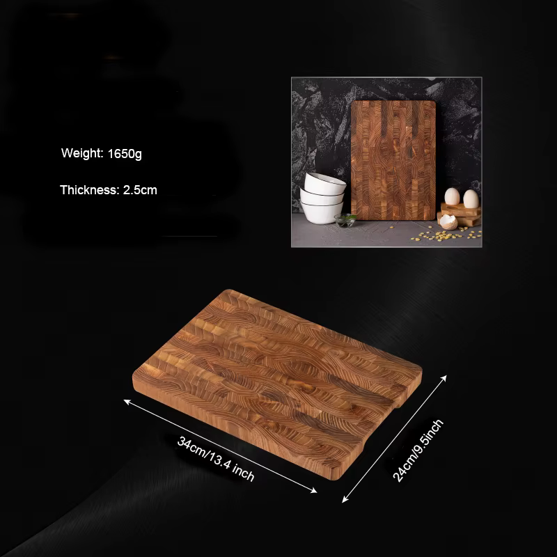 Planches à découper en bois de teck pour la cuisine, grande planche à découper en bois avec poignées