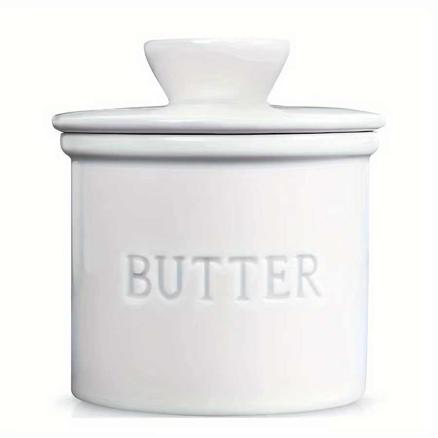 1 pièce Pot à beurre en céramique avec couvercle, style français, pour beurre à tartiner, à laisser 