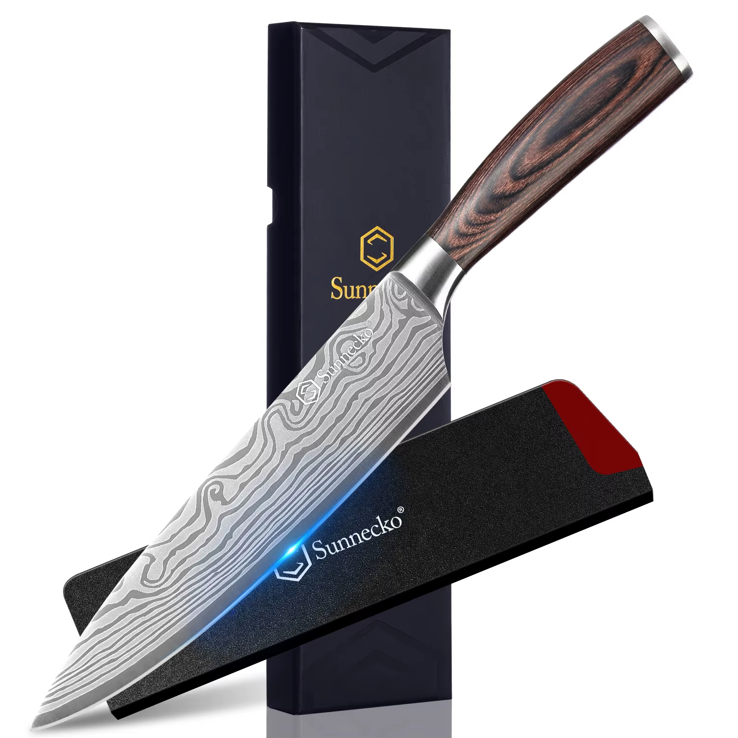 Sunnecko couteau de Chef 8 "5.5" couteaux de cuisine en acier inoxydable à haute teneur en carbone o