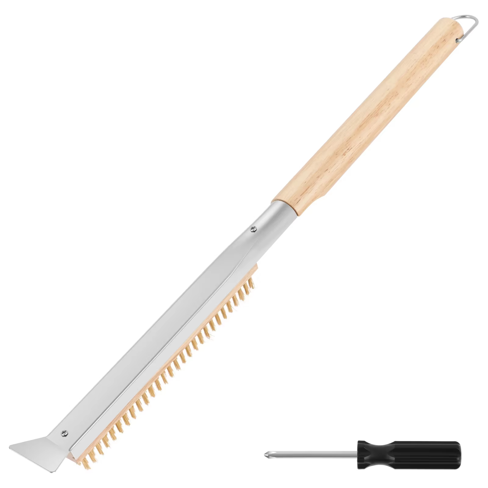 Brosse de four à Pizza à Long manche, outil de gril, brosse de nettoyage avec grattoir en acier inox