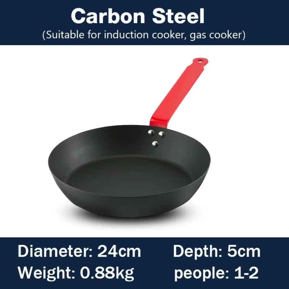 Poêle en fonte d'acier au carbone, poêle à Steak polyvalente non revêtue, outils de cuisine, poêle à