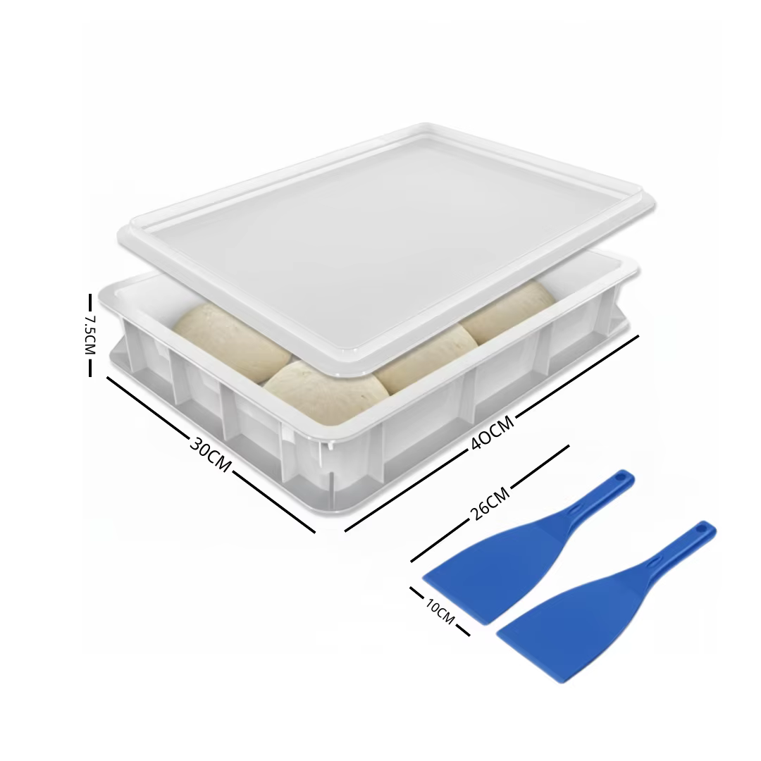 Boîte d'épreuve de pâte à Pizza en plastique, Kit 40x30cm avec 2 grattoirs à pâte, récipient de Ferm