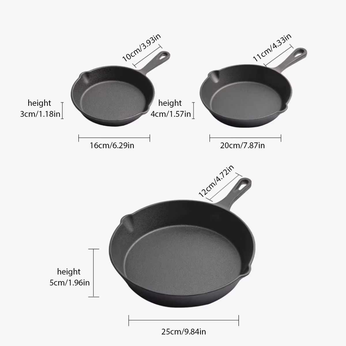 Poêle antiadhésive en fonte, 3 pièces, poêle à crêpes, Steak, Mini poêle à viande et œufs, poêle à f