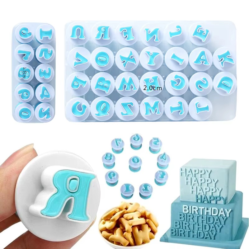 Moule à pâtisserie avec lettres, emporte-pièce fondant, 26 pièces, Alphabet supérieur et minuscule e