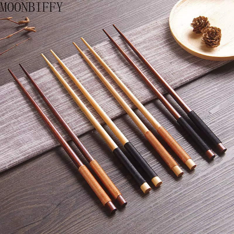 Ensemble de baguettes à Sushi en bois de châtain naturel japonais fait à la main, cadeau de valeur, 