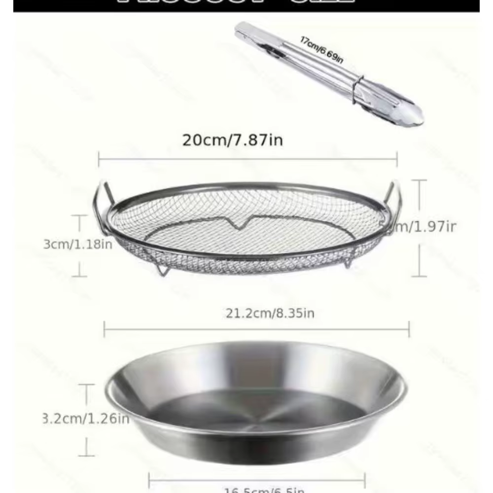 Accessoires de cuisine 3 pièces, panier de drainage en acier inoxydable, plateau et pinces à aliment