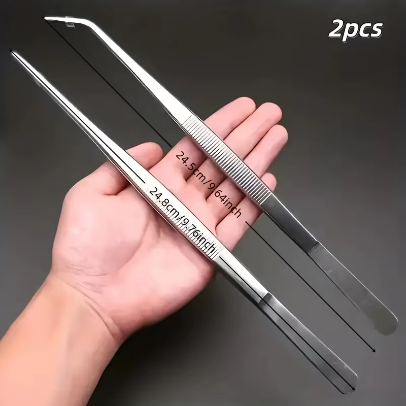 Pincettes de cuisine professionnelles en acier inoxydable, 2 pièces, pinces de cuisson pour galvanop