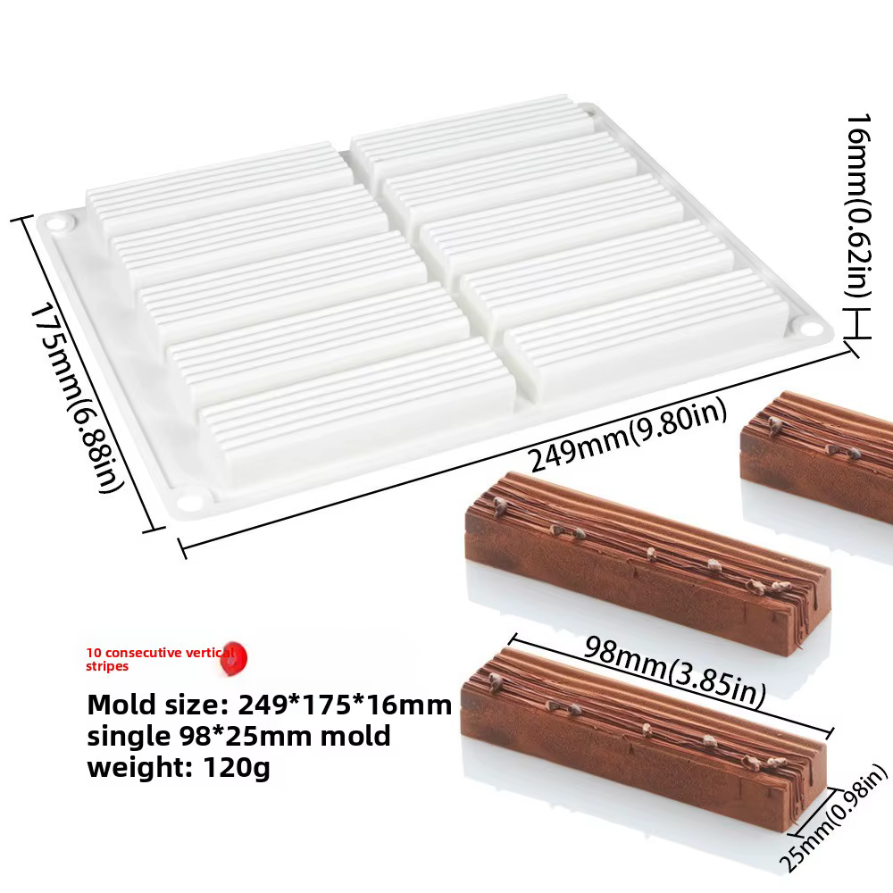 Moules rectangulaires en Silicone à rayures pour barre de chocolat, pour la cuisson de bonbons, Gran