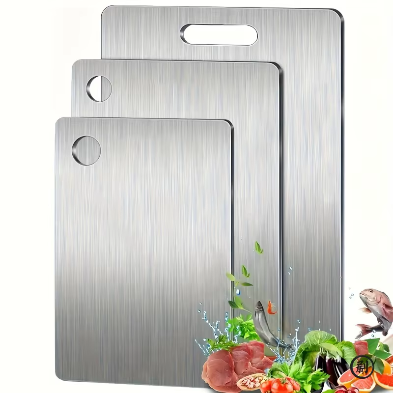 Planches à découper en acier inoxydable, 3 pièces, sans BPA, lavables au lave-vaisselle, antidérapan