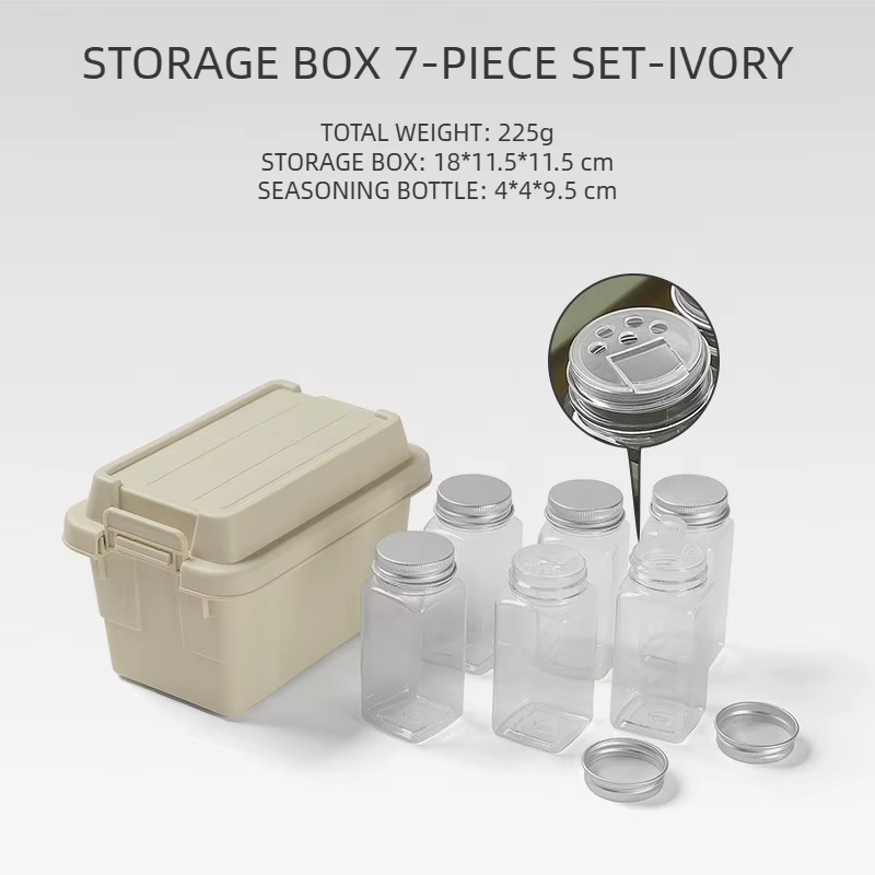 Ensemble de 7 pièces pour le stockage des épices, distributeur d'assaisonnements de camping, 1,1 L, 
